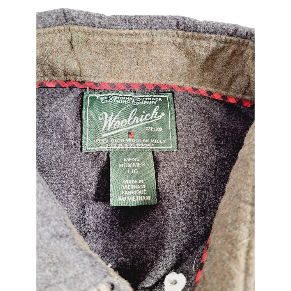 Woolrich Men's 100% Cotton Long-Sleeved Button-Up Gray Shirt Large - Picture 4 of 8